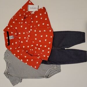NWT Carter's Red Three Piece Girl's Set Size 0-3 Months